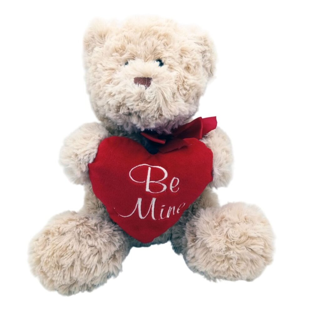 Be Mine Teddy Bear with Heart HugFun  Valentine 10" Cream Plush Stuffed Animal